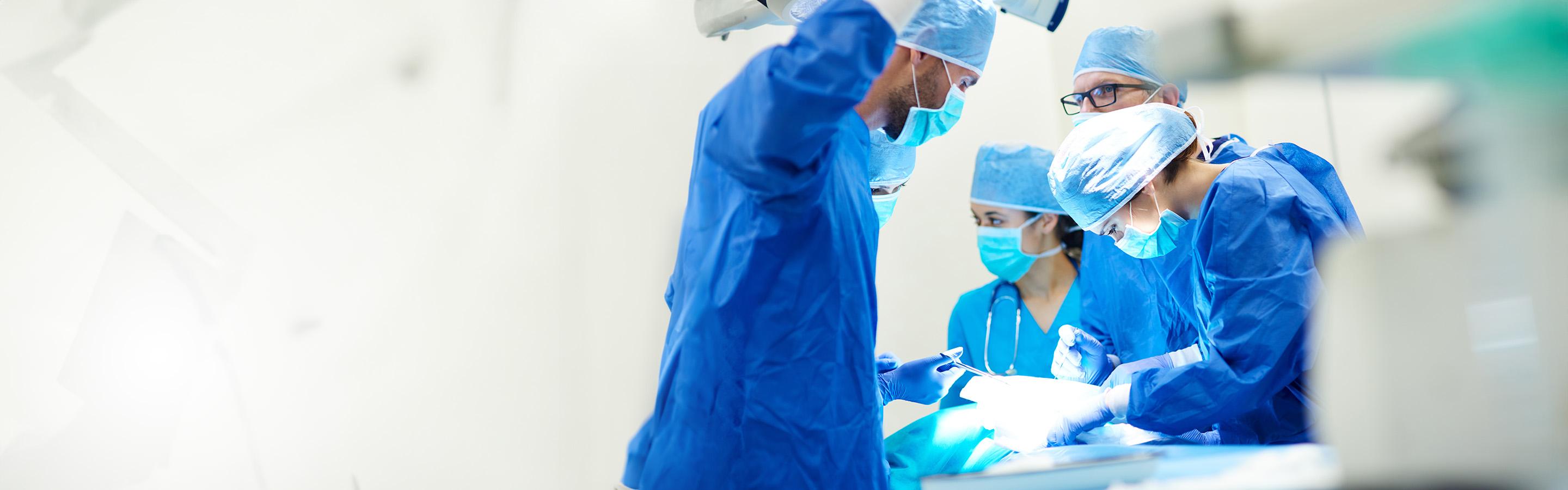 Close up of surgery team operating