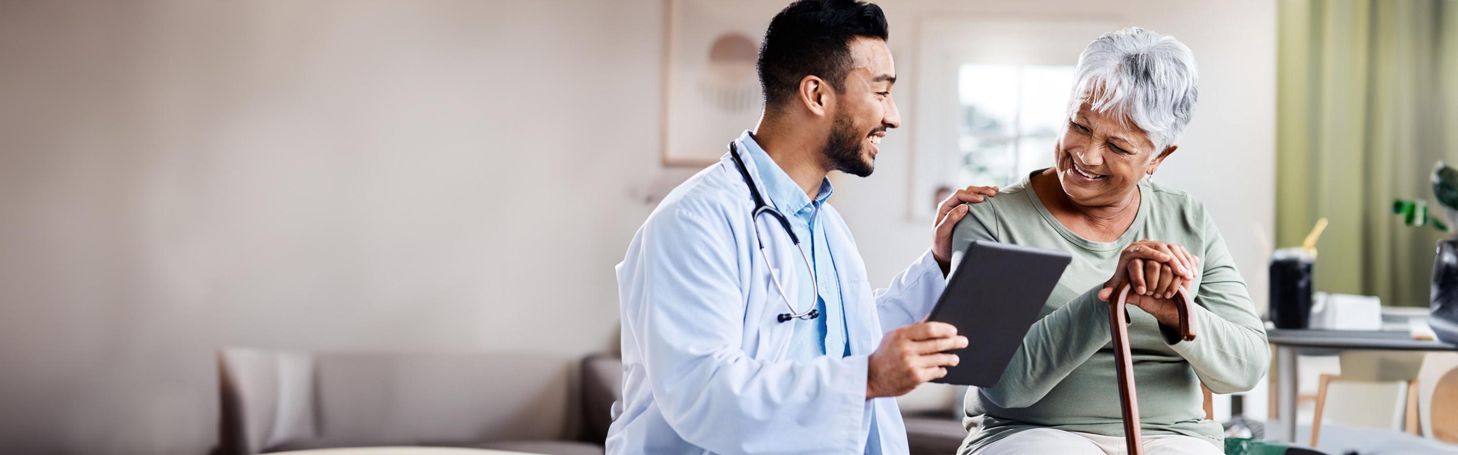 Doctor sharing results with elderly patient