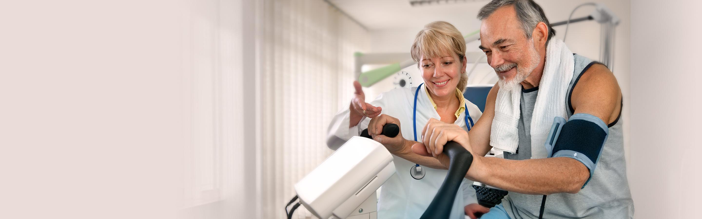 Heart stress test for a senior male patient