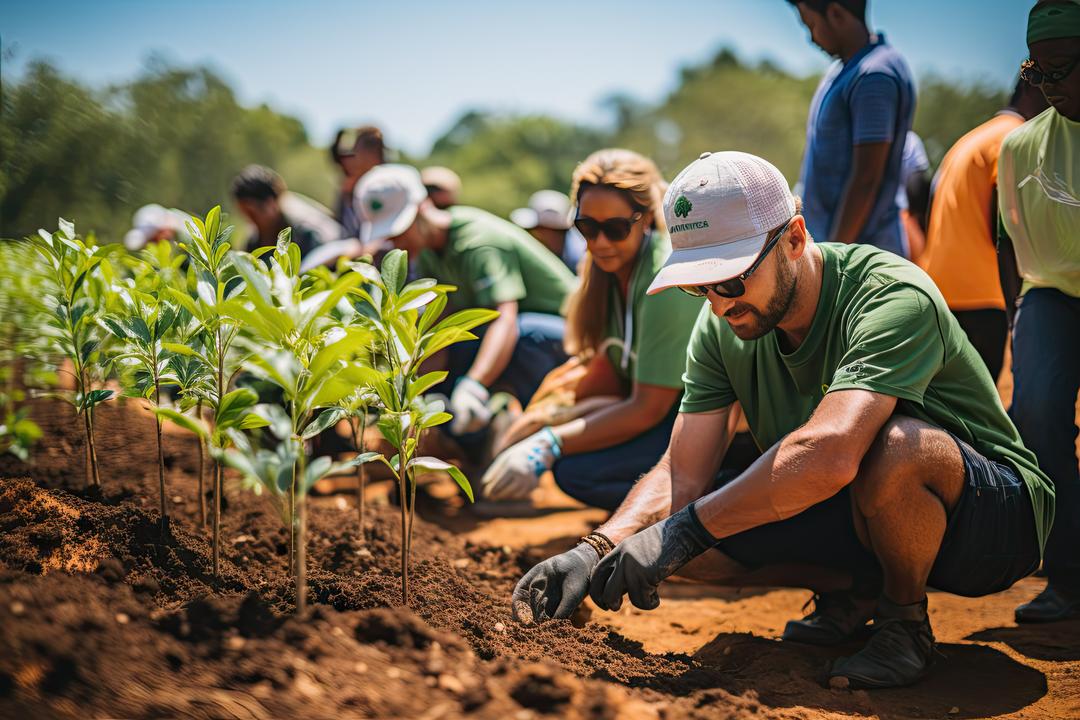 iAct volunteers planting garden