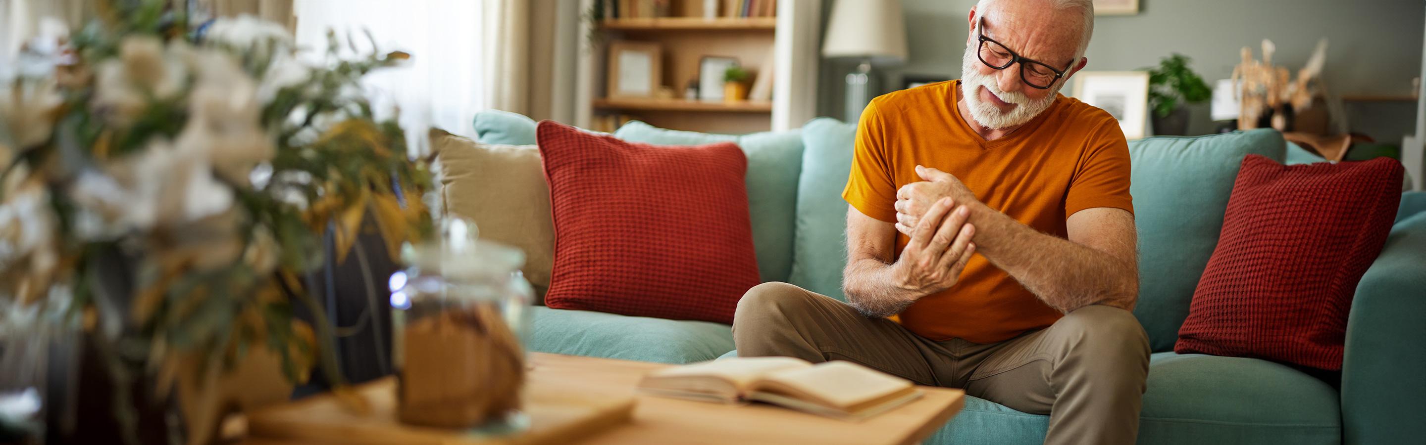 Man with a sore hand and wrist