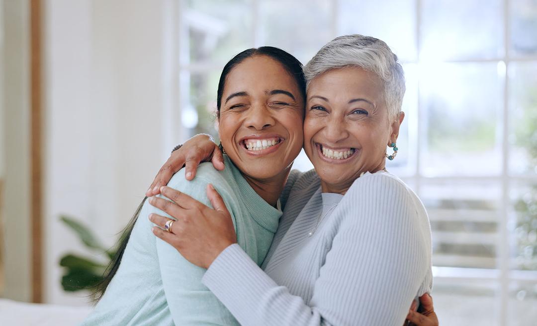 mother and daughter hugging