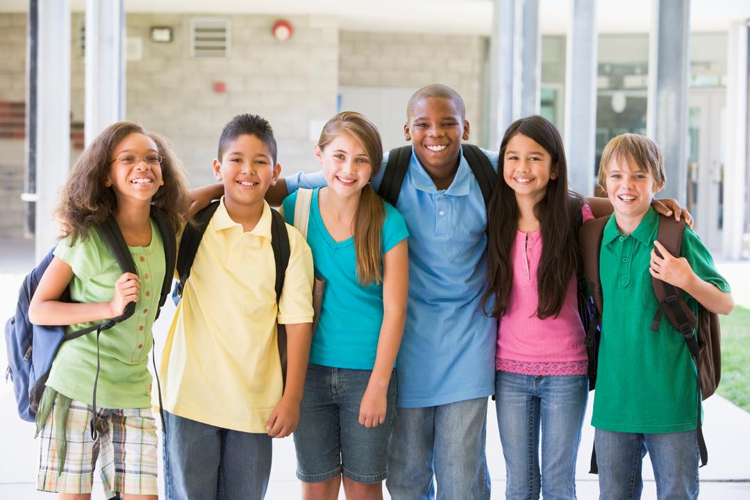 Group of school kids posing for a photo