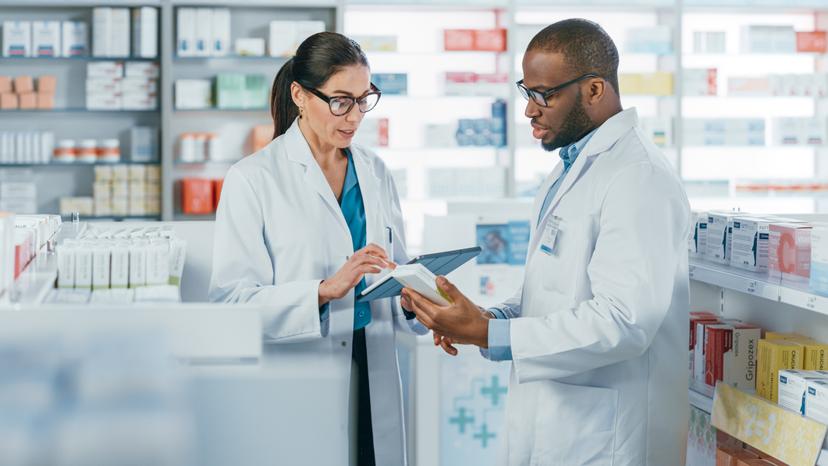 two pharmacists talking