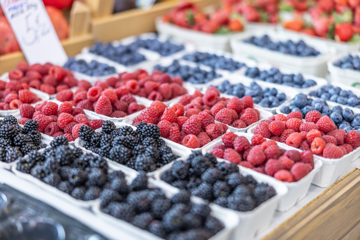 Strawberries blueberries blackberries
