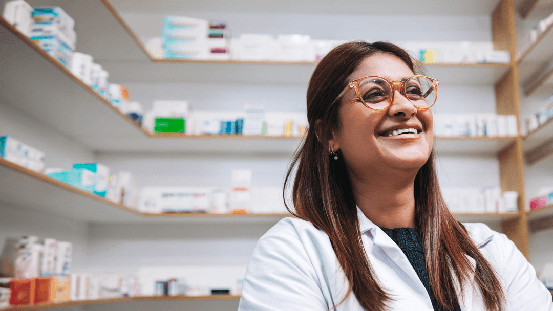 female pharmacist smiling