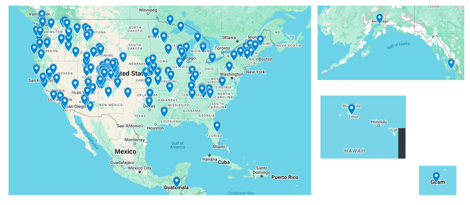 A map of where graduates from the St. Mary's Family Medicine Residency practice