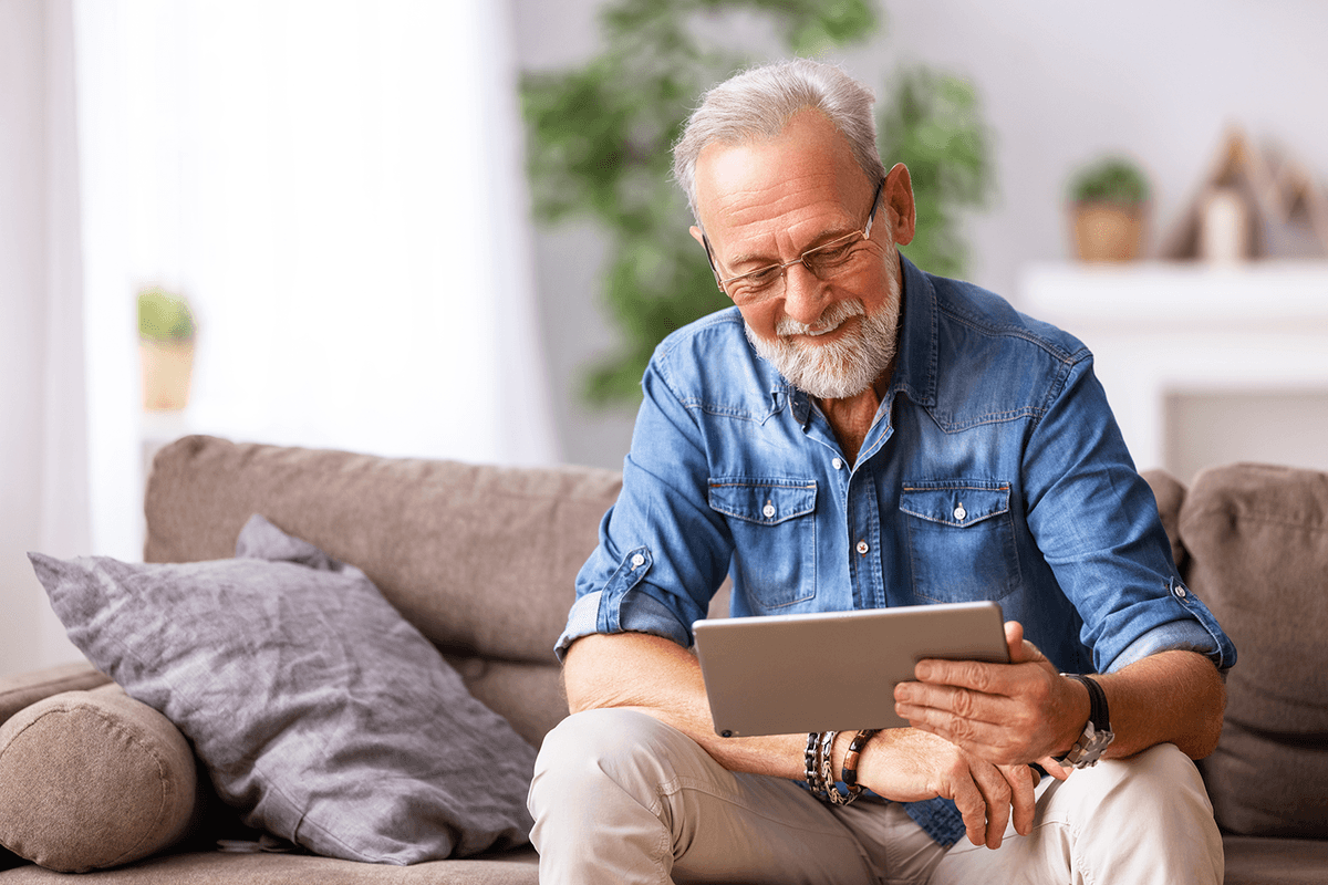 man with tablet