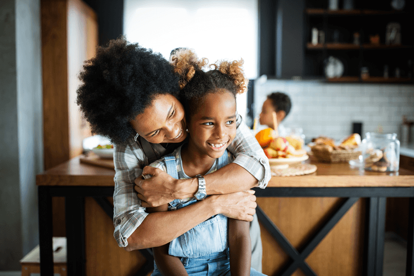 mother and daughter in kitchen