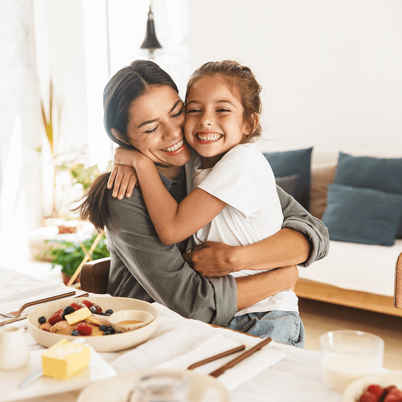 mother and child hugging