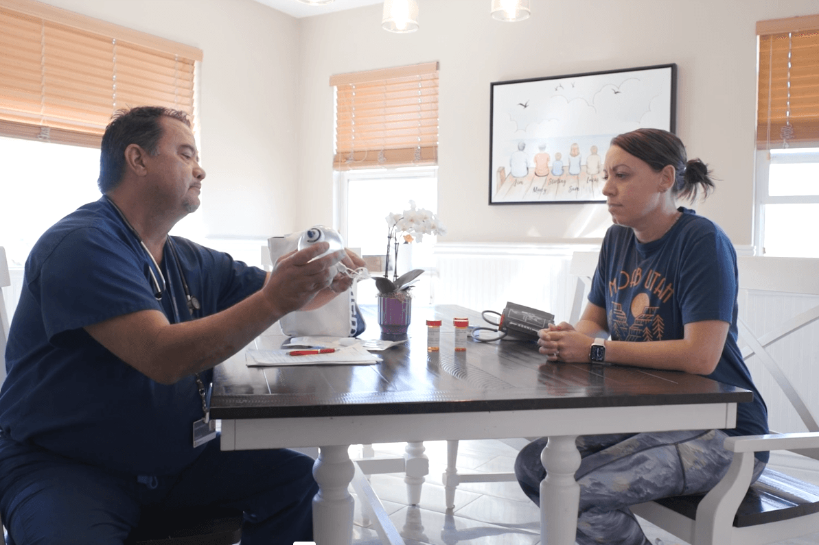 At home caregiver receiving instructions