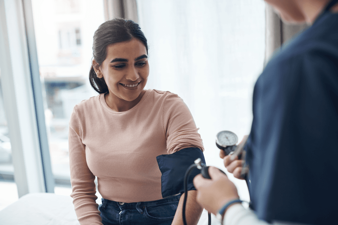 woman getting check up