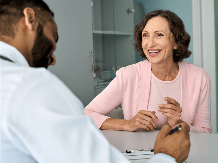 woman talking with her provider